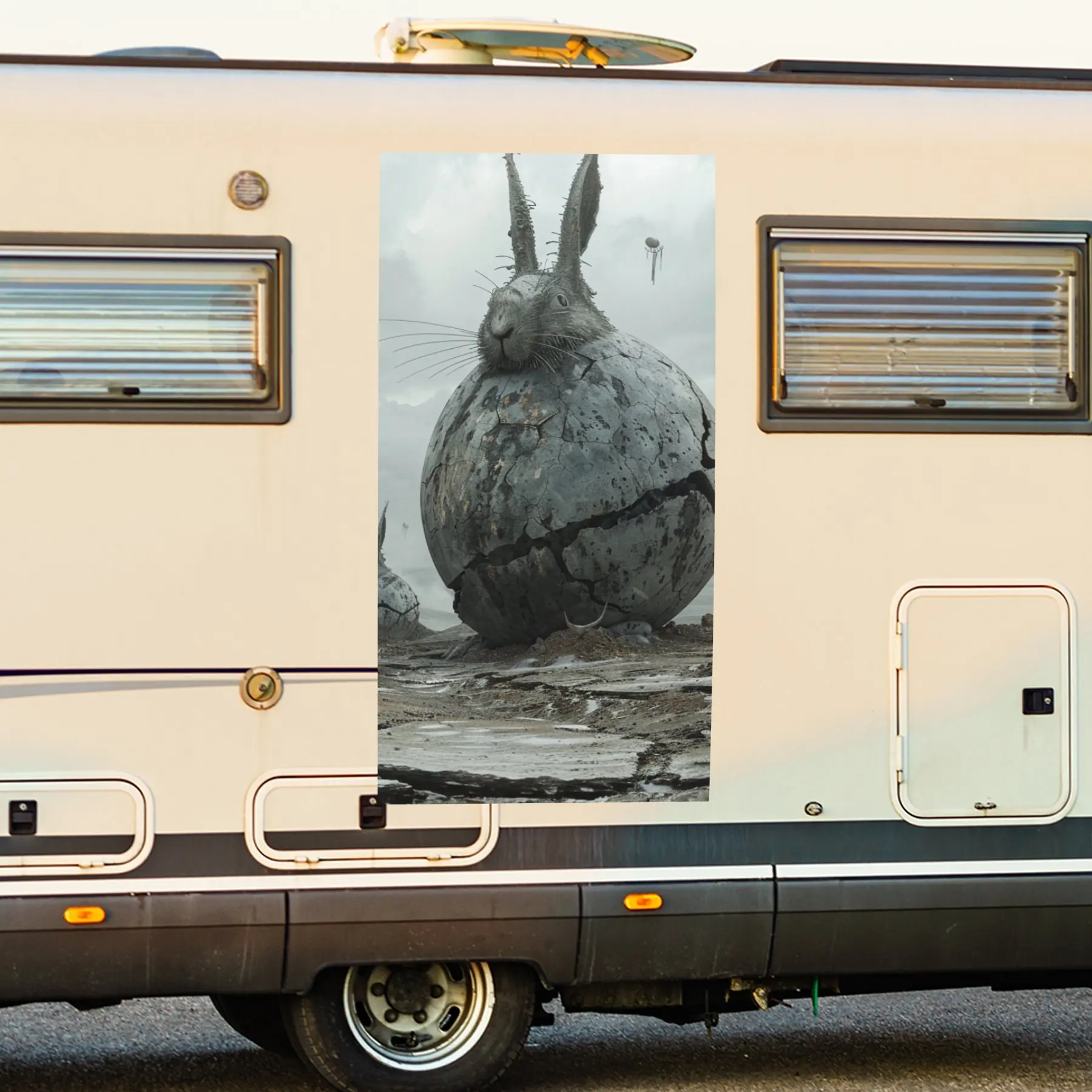 

Post - Apocalyptic Rabbit Car Sticker,Vinyl decal on the side of the motor home, waterproof self-adhesive vinyl sticker on the s