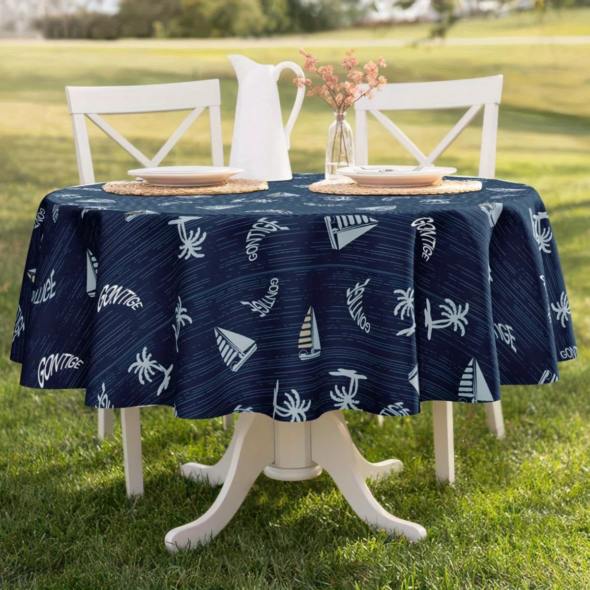 One piece of nautical pattern tablecloth, suitable for indoor and outdoor parties at homezyc