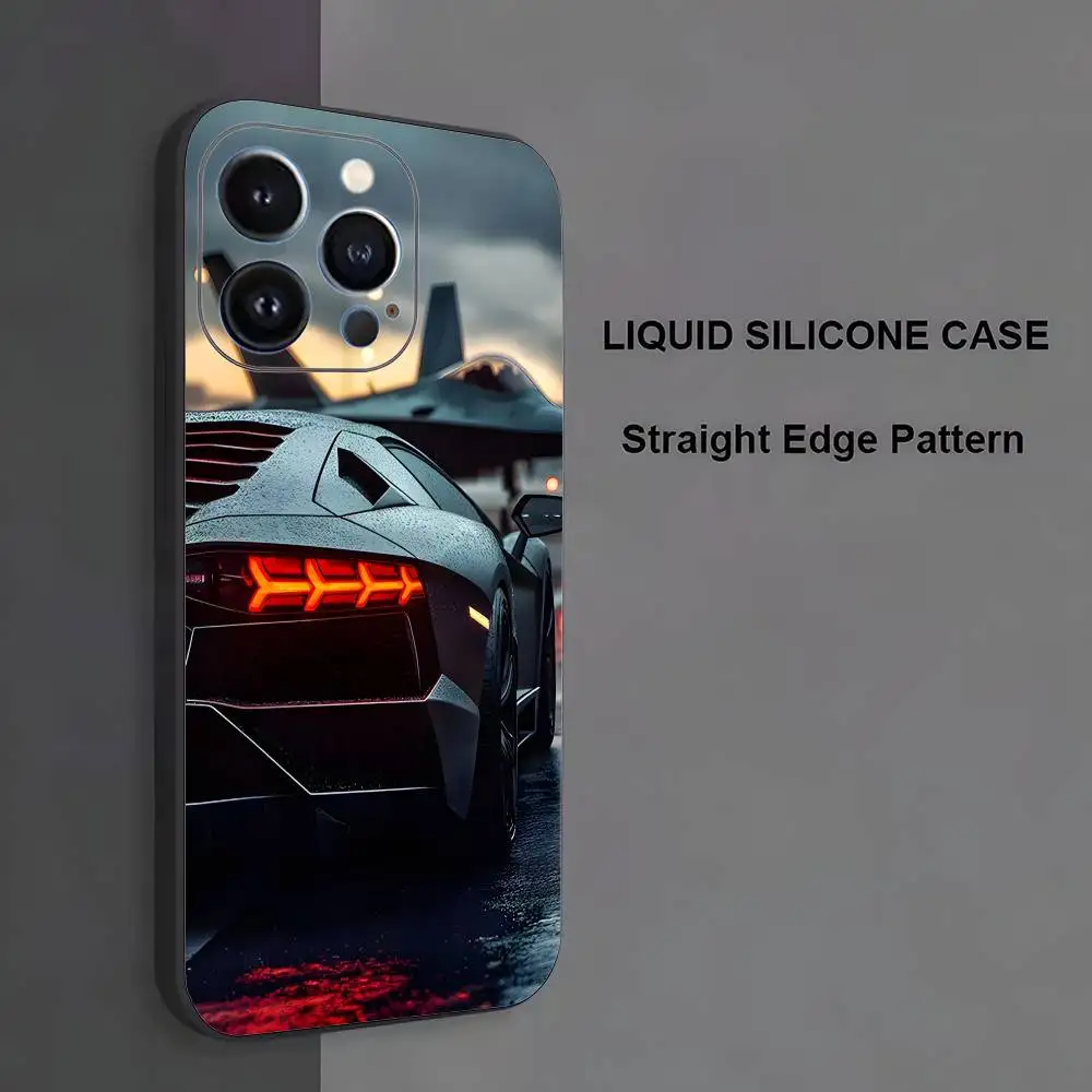 حافظة هاتف Cars-L-Lamborghinis-S لهاتف iPhone 17,16,15,14,13,12,11,Pro Max,XS,X,XR,SE,Mini,8,7,غطاء أسود من السيليكون الناعم