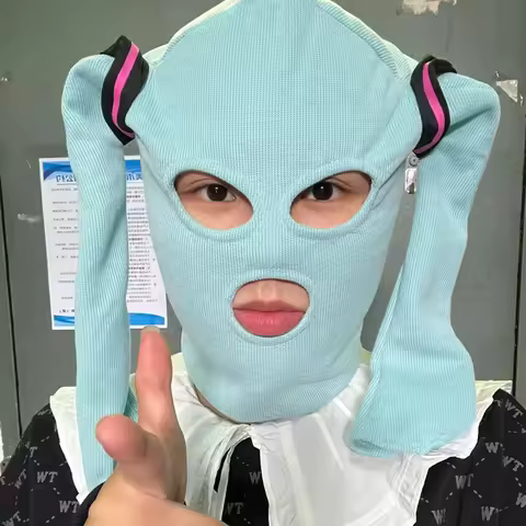 Hatsune Miku Funny Balaclava Mask Cosplay Accessory Anime Game Character Hood Halloween Party Costume Prop For Fans