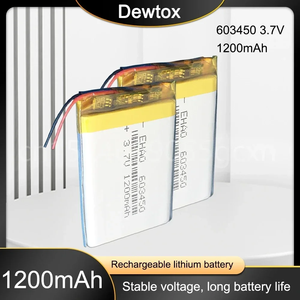 3.7 فولت 1200 مللي أمبير 603450   بطارية ليثيوم أيون بوليمر لنظام تحديد المواقع PSP DVD MP4 لعبة فيديو محمولة الكتب الإلكترونية وسادة الكمبيوتر اللوحي سمّاعات بلوتوث