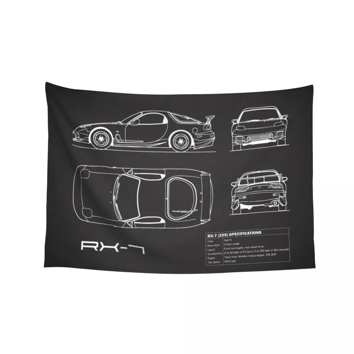 

RX-7 Blueprint Tapestry On The Wall Korean Room Decor Room Decoration Accessories House Decoration Tapestry