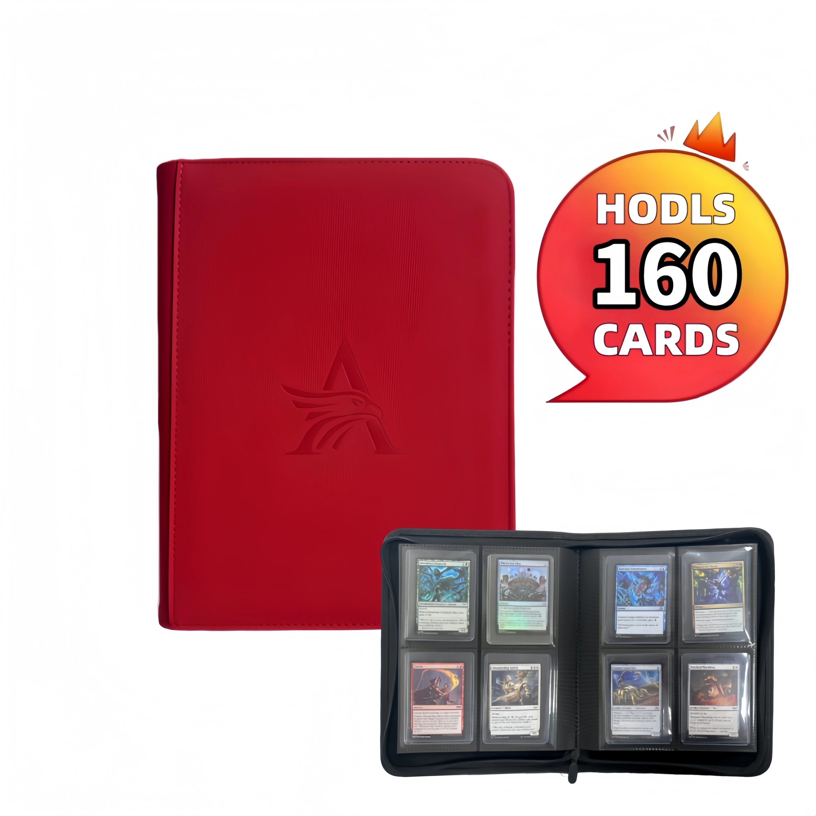 Toploader-binder met 4 zakken, bovenladerbinder voor kaarten, geschikt voor 160, kaartmappen voor ruilkaarten of sportkaarten in 3 x 4''