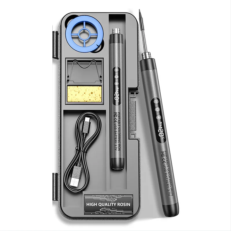 USB portable charging 5V8W soldering iron, 800mAh lithium battery digital display soldering iron set