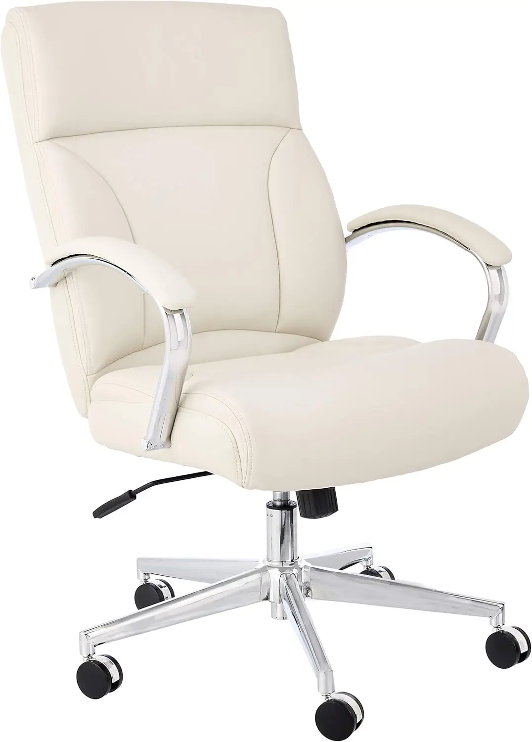 

Basics Executive Desk Chair with Easy Assembly, 275lb Capacity, Oversized Cushion, 29.13'D x 25.2'W x 43.11'H, Ivory Bonded Leat