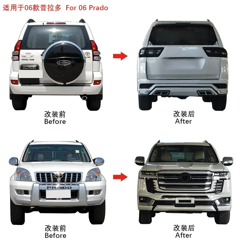 Zhengwo Body Kit 2004-2022 Prado Upgrade to LC300 Toyotas Land Cruiser Start up Animation Back Lamp Auto Parts Front Bumper