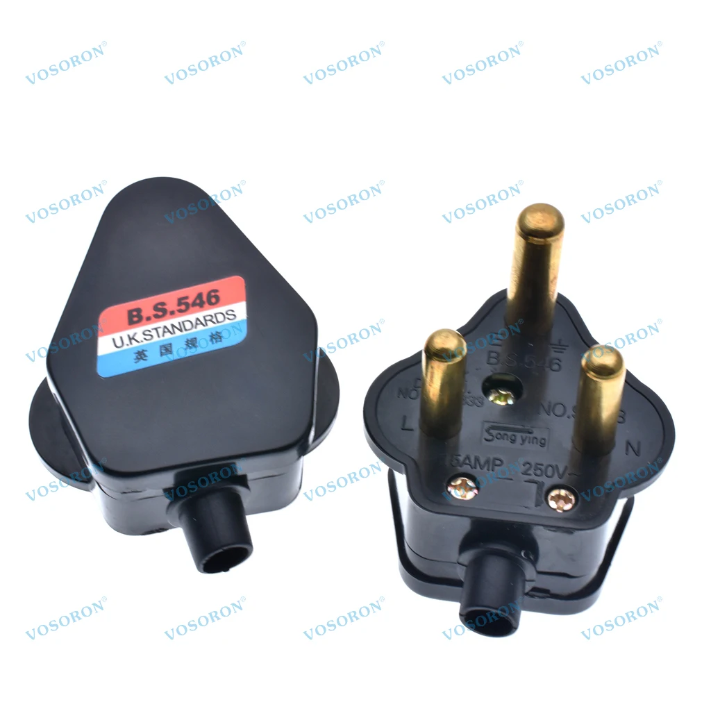 BS546 South Africa power cord plug AC250V 5A/15A round 3 pins removable cable Connector Detachable High power India wiring plug