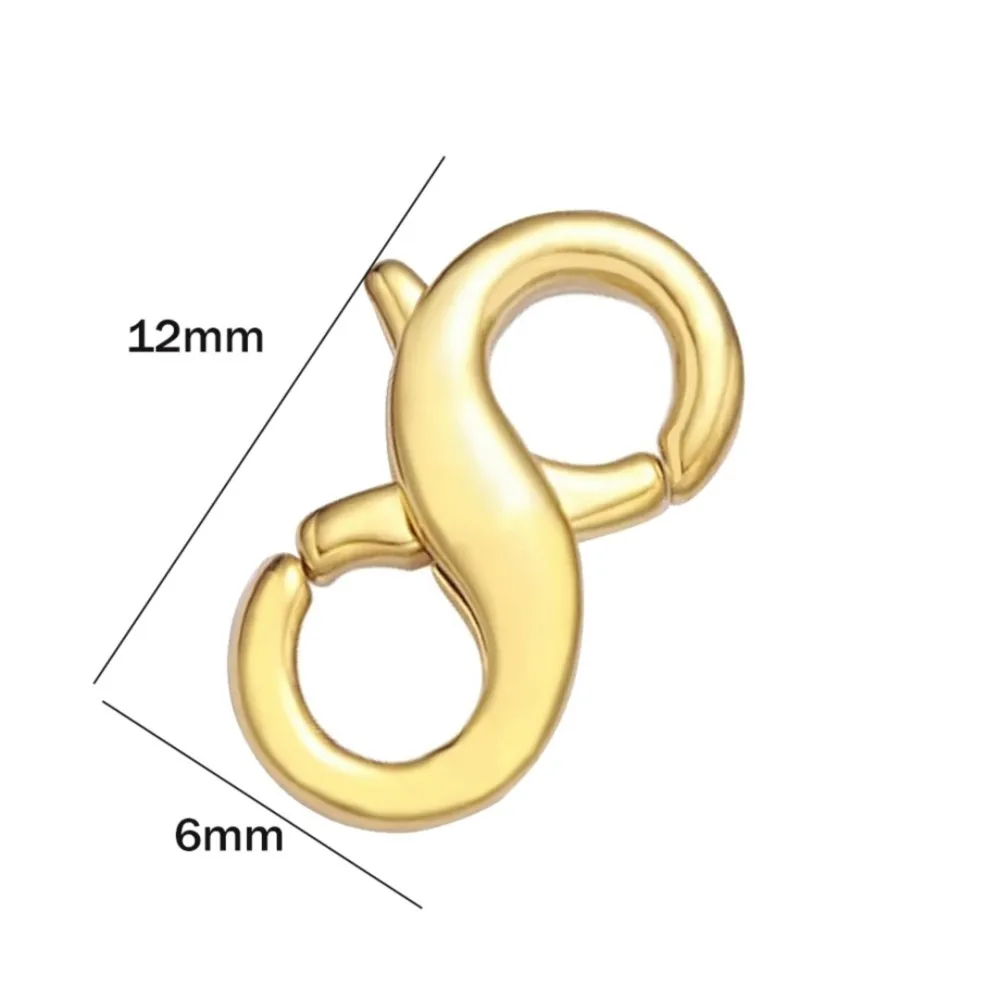 10pcs 12X6mm Figure Eight Closure Clasps Lobster Clasp For Key Ring Necklace Chain Hook DIY Accessories Jewelry Making Findings - view 2