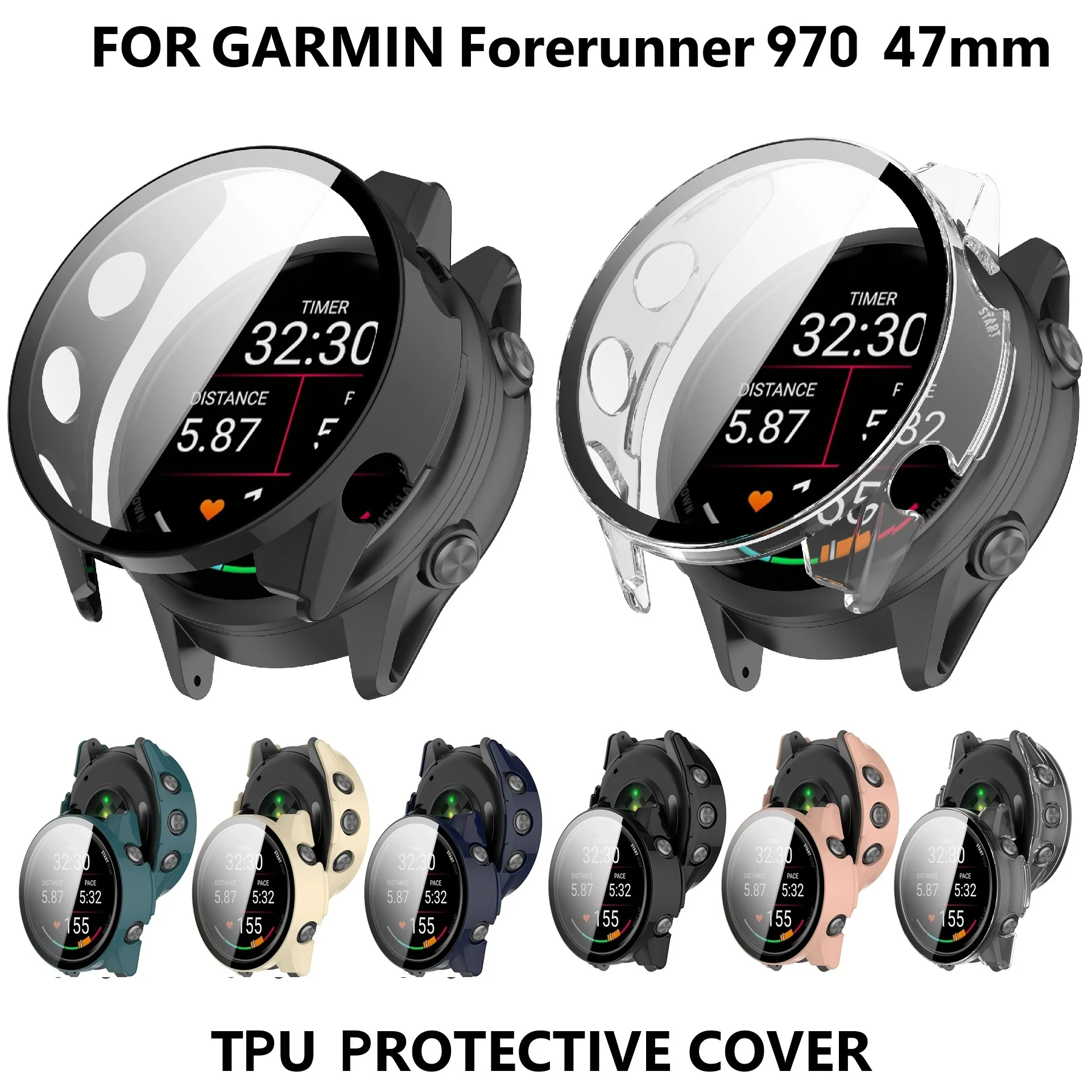 30 шт. чехол для ПК Garmin Forerunner 970 47 мм умные часы жесткий бампер из закаленного стекла защитный чехол для экрана