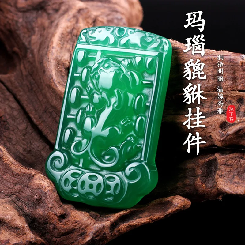 Factory Wholesale JadeaGoods Agate Chalcedony .. Green Agate Pendant