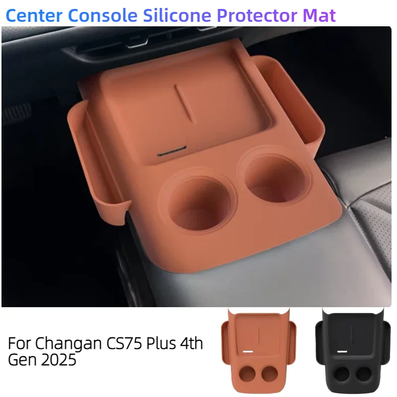 For Changan CS75 Plus 4th Gen 2025 Silicone Center Console Pad Wireless Charging Cup Holder Mat Anti-slip Interior Accessories