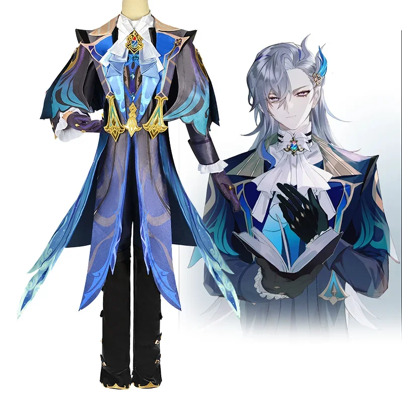 

Game Genshin Impact Neuvillette Cosplay wig Set Costume Halloween Uniforms Carnival Party Role Playing