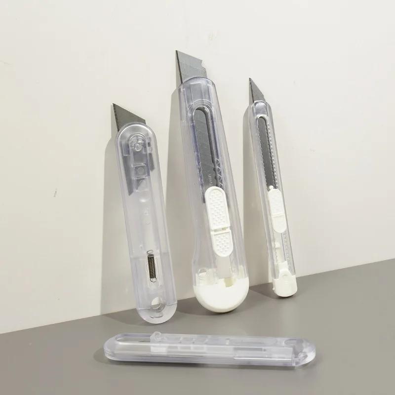 Faca Utilitária Transparente Retrátil Bonito, Rebound Automático, Portable Letter Opener para Corte, Escritório e Papelaria Escolar