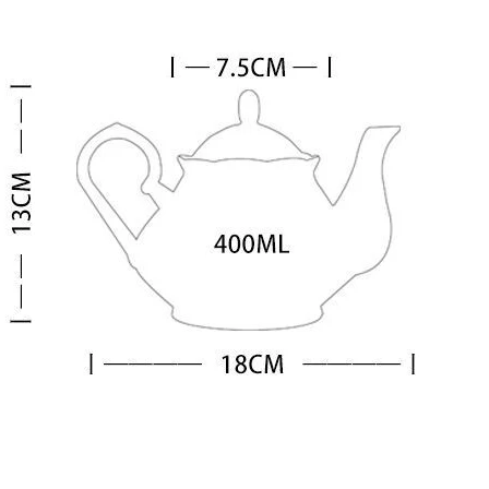 European Bone China Teapot Set, English Afternoon Tea, High-Grade Porcelain Coffee Pot, Heat Resistant Kettle, 400ml