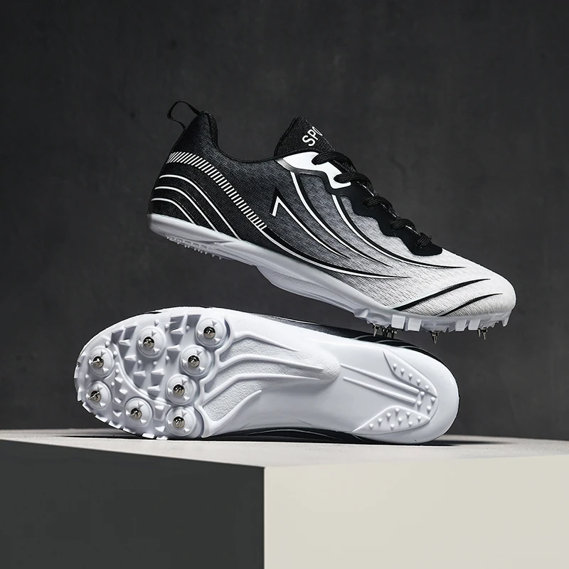 Men Women Track Field 8 Spikes Sprint Shoes Professional Breathable Support Short Distance Running Racing Training Sneakers