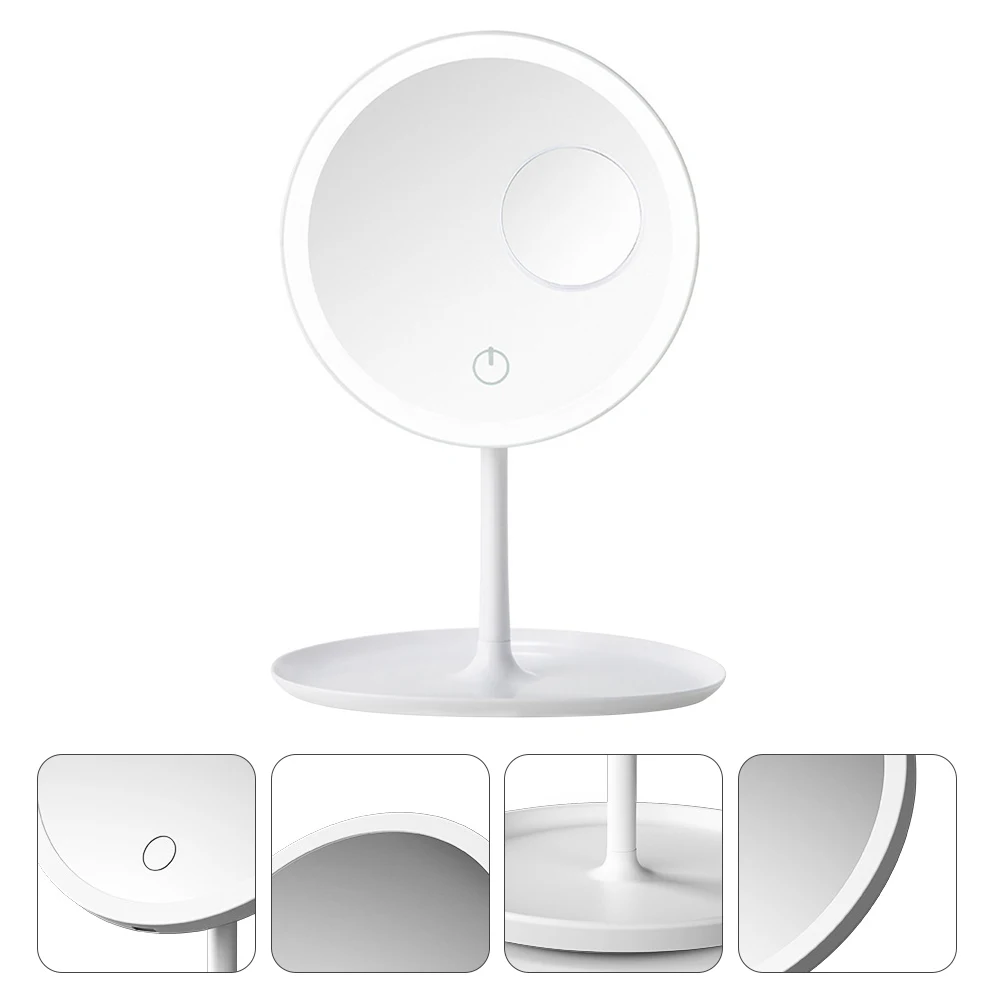 Kosmetik-Make-up-Spiegel, LED-beleuchtet, für Schreibtisch, Badezimmer, Tischspiegel, Glaszubehör, Damen, elektrisch, perfekte Details, Eyeliner