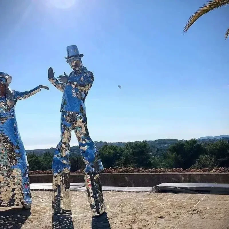 Palafitas douradas walker espelho traje homem espelhos menina mostrar palco desempenho sliver boate trajes cosplay dj bar roupas