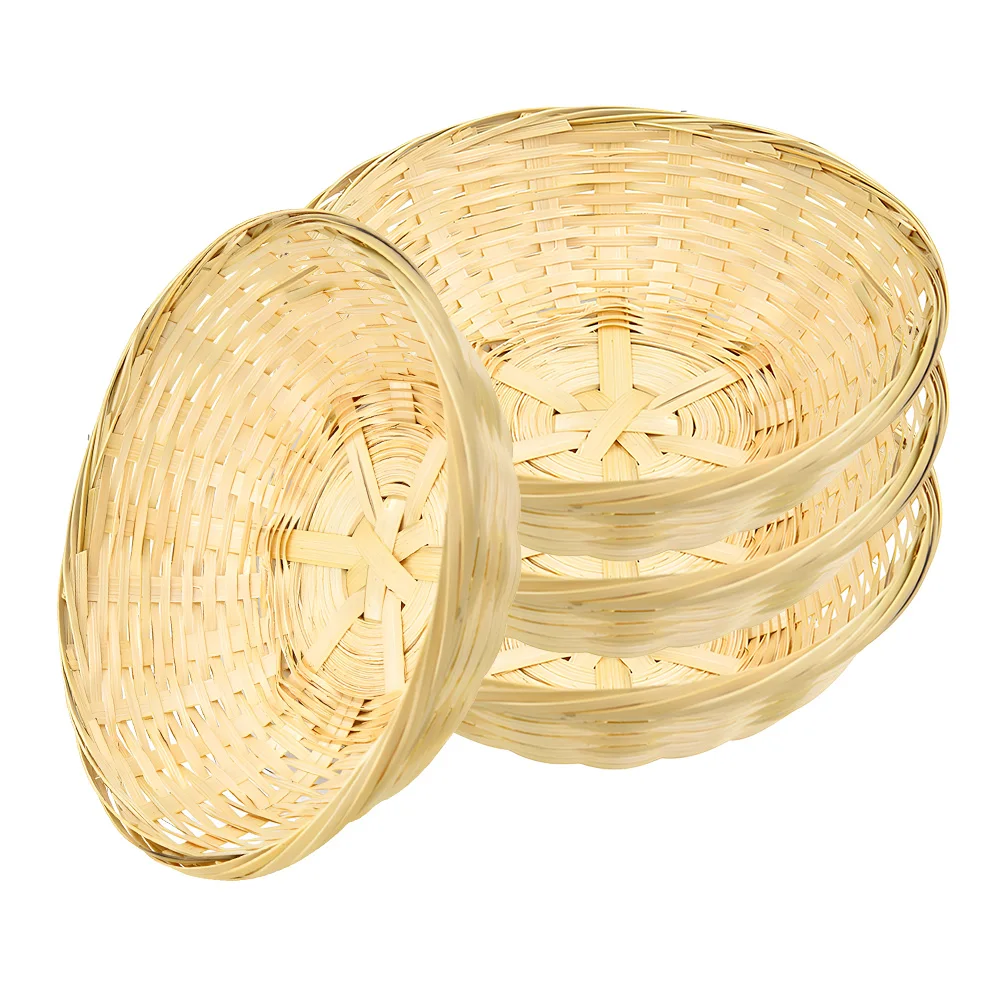 

4pcs Fruit Plate Food Containers Bread Storage Basket Fruit Basket Woven Decorative Multifunctional Kitchen Bar