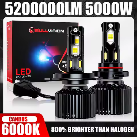 5000W H7 H4 Led Headlights CANBUS H11 H8 H9 9012 9006 9005 Turbo 5570 CSP Chips Car Bulbs With Fan 6000K 5200000LM Fog Lamps 12V