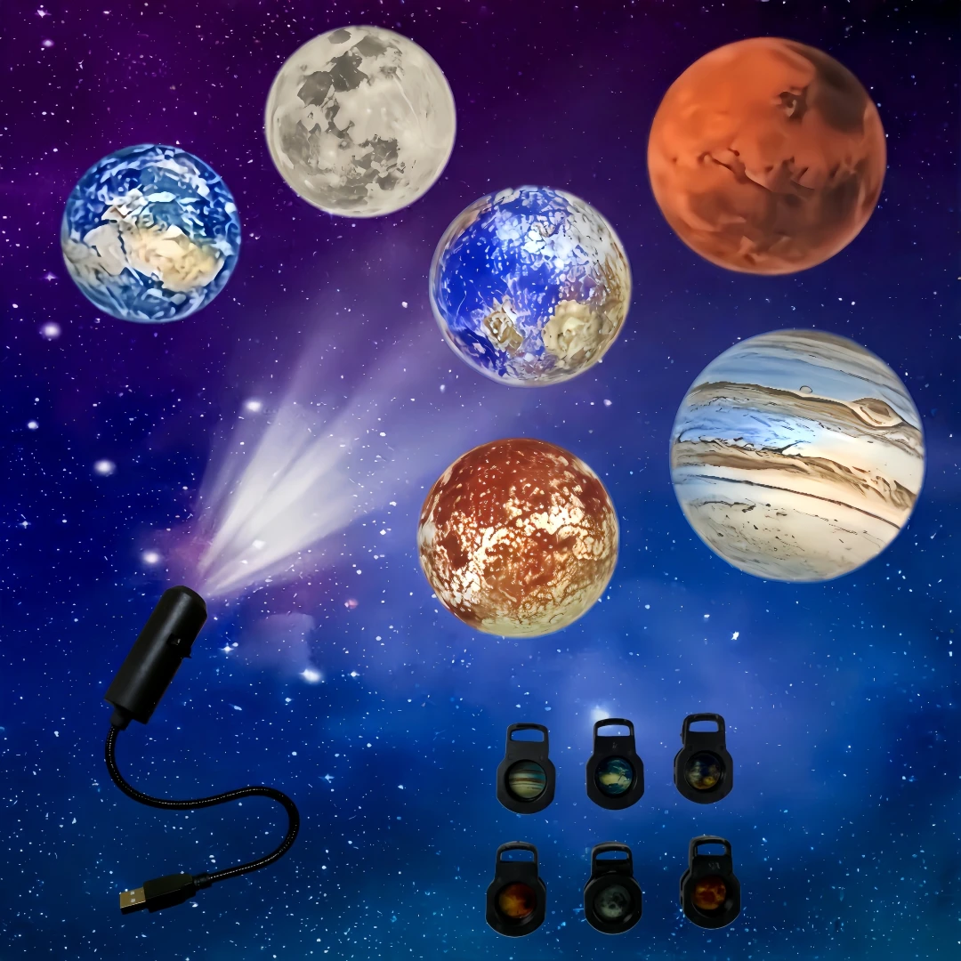 Photography Bulb - LED-planetprojectorlamp, 6 projectie-afbeeldingen, 360 graden draaibaar
