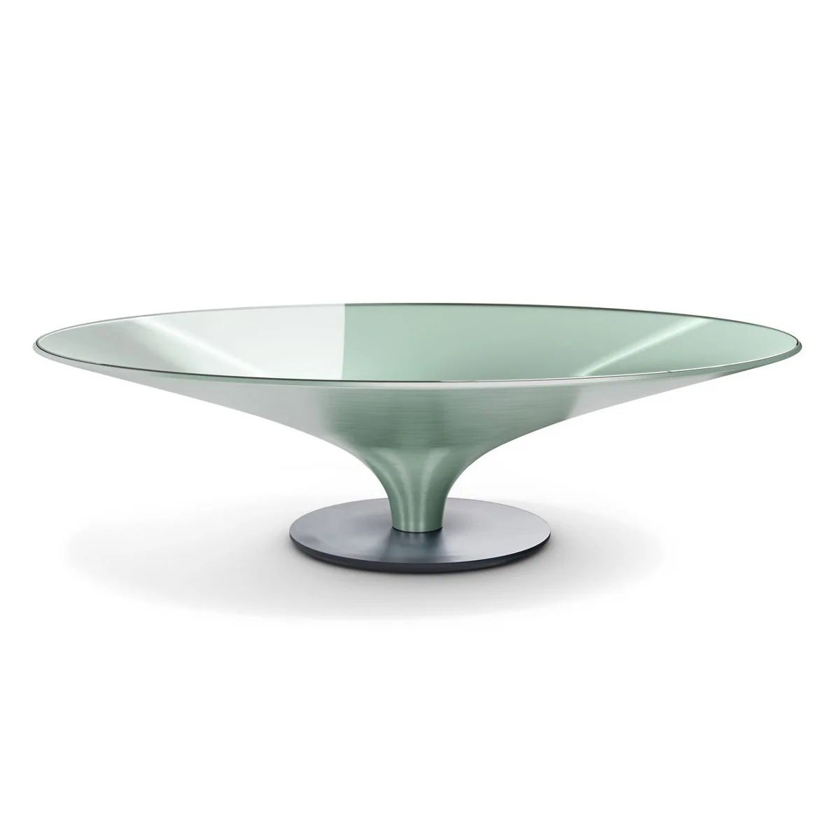 

Nordic light luxury designer round calla lily stainless steel glass coffee table