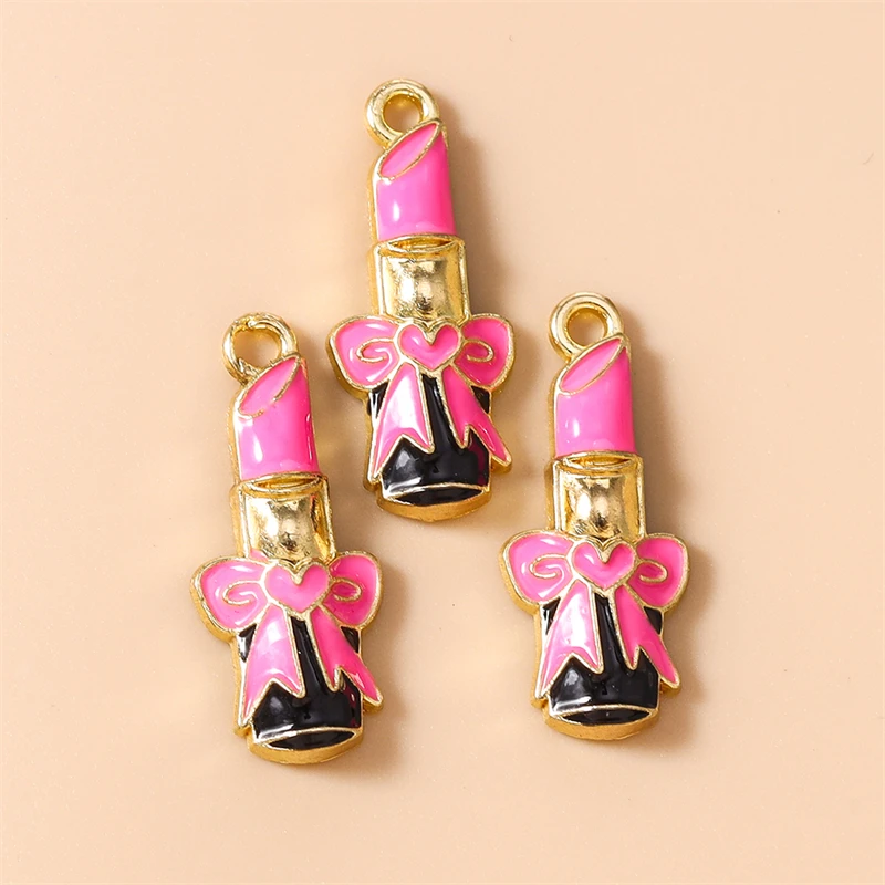20 Stück 11 x 26 mm niedliche Emaille-Anhänger mit rotem Lippenstift, Anhänger für Schmuckherstellung, Ohrringe, Halsketten, Armbänder, DIY-Bastelzubehör – Detail 5