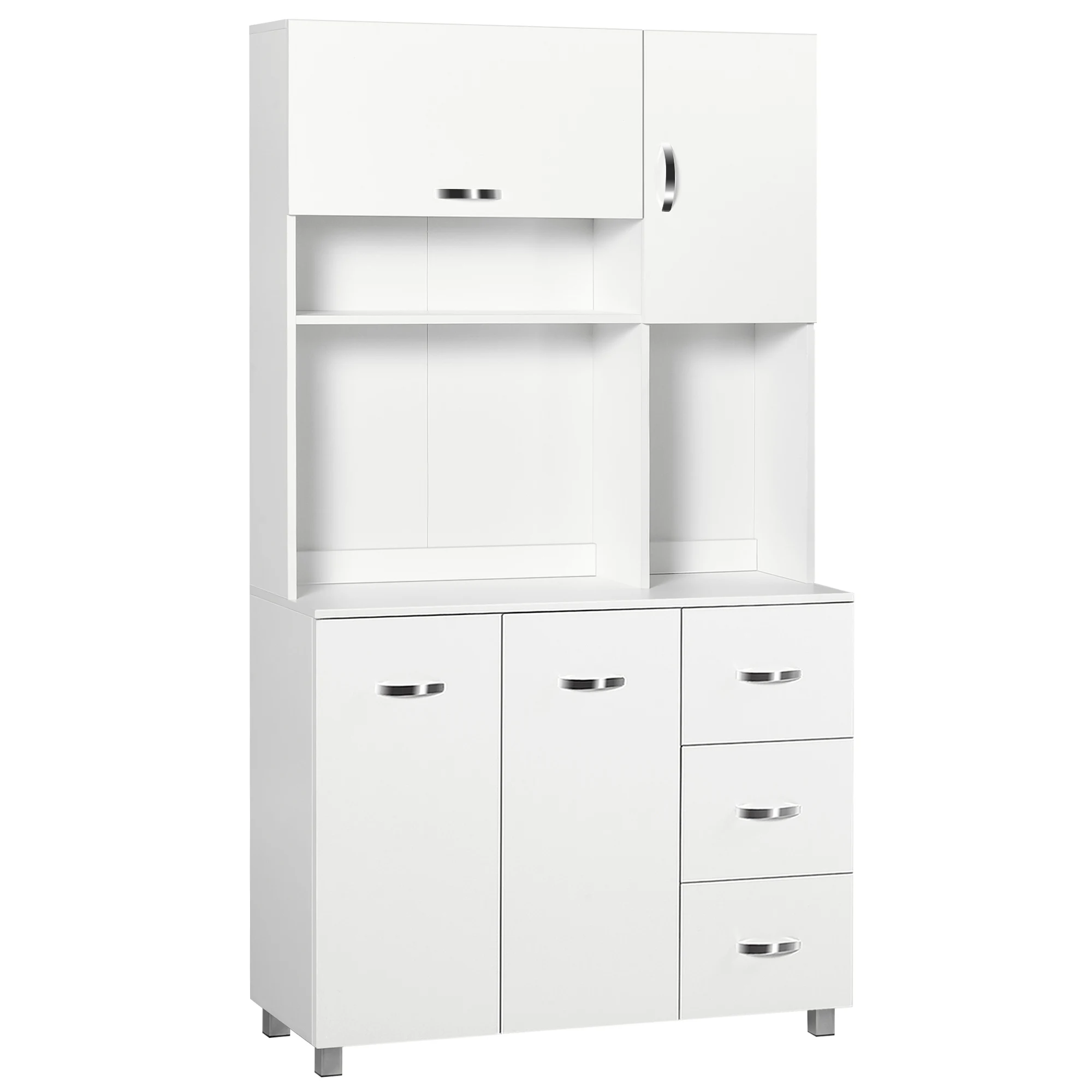 HOMCOM Alacena de Cocina con 3 Cajones 4 Puertas 100x39,5x183,5 cm Blanco