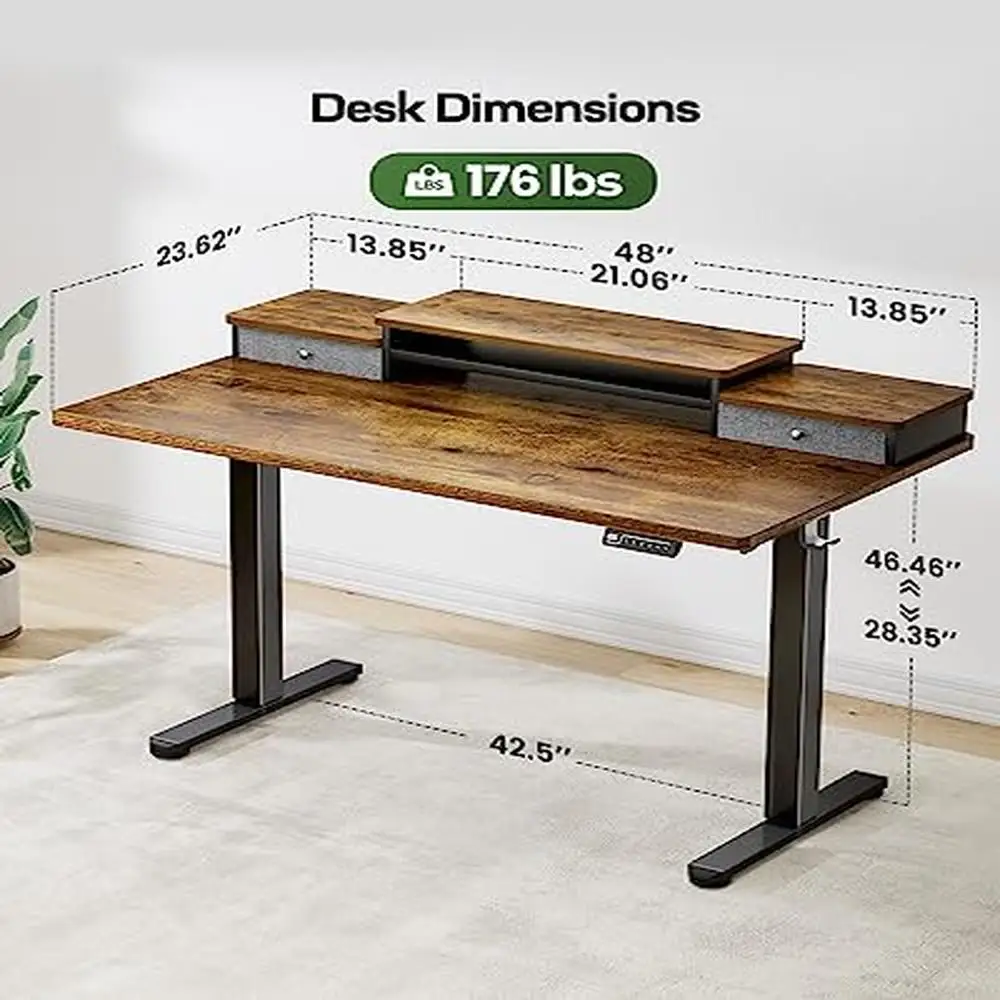 Elektrischer Stehpult höhen verstellbar 48x24 Zoll Sitz ständer mit Schubladen ergonomischer Workstation Home Office