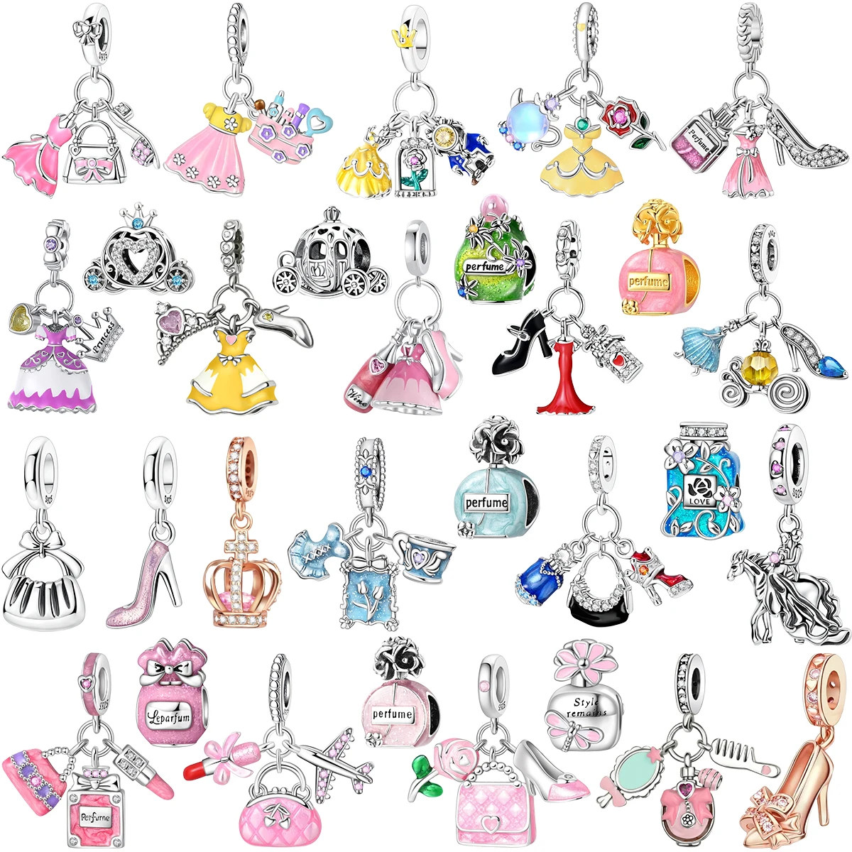 

Original 925 Sterling Silver Princess Prince Dress Charms Ballet Shoes Pendant Bead Fit Bracelet Necklace DIY Jewelry Women Gift