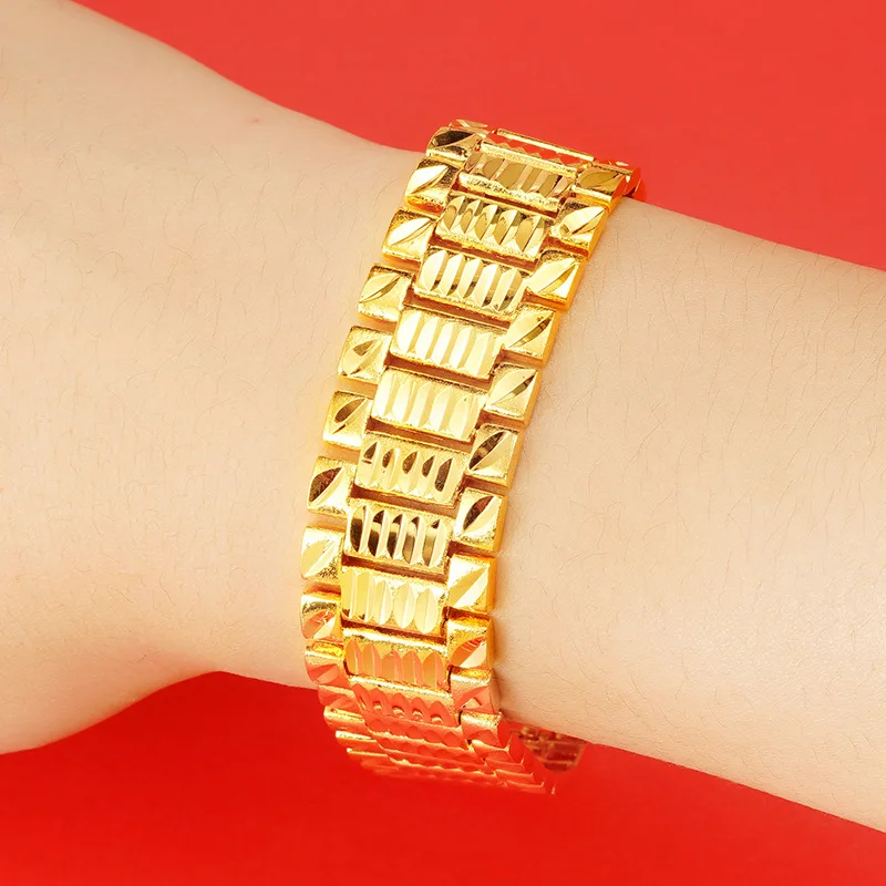 

Men's Watch Chain, 24K Gold, AU999 | Solid gold gear chain with "Time" engraving, authoritative symbol of precision.