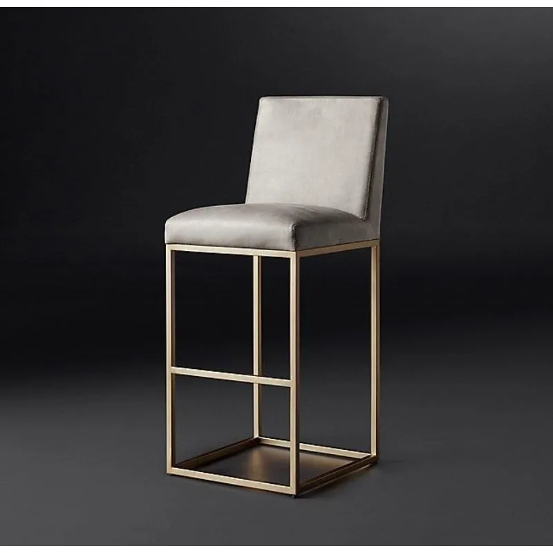 Nordic casual wrought iron high stool cafe backrest metal bar chair household simple bar stool restaurant dining chair
