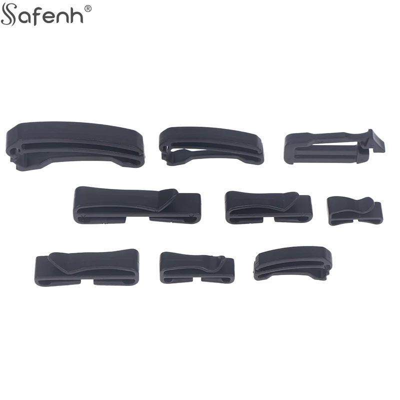 10 Pcs/Pack Plastic Quick Slip Keeper Buckle End Clip Slider Black For Molle Tactical Backpack Adjusting Strap Webbing 20-50mm