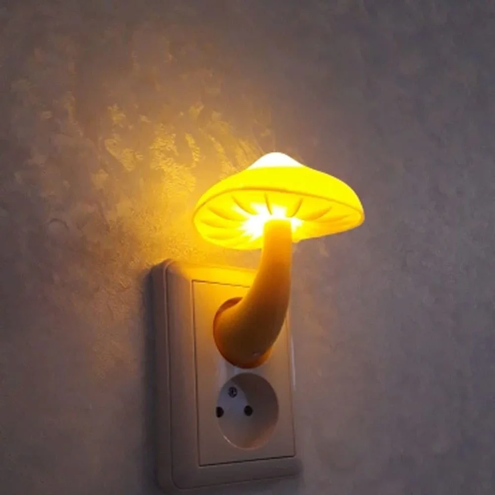 Mushroom Night Light Lamp 220V Dusk to Dawn Sensor Plug in LED Bed Cute Mushroom Nightlight Baby Night Lights for Kids Children