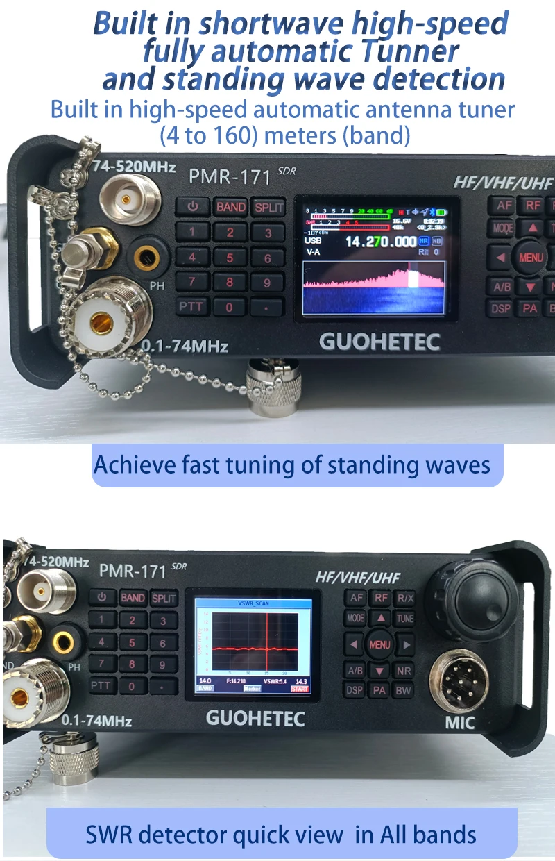 PMR-171 HF UV SSB CW FM AM RTTY DMR All-mode All-band Transceiver Radio 100K-2GHz man-packed field
