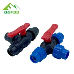 PE Three-way Fast Connection Valve Tee T-type Plastic Pipe Valve 20/25/32/40/50/63mm Agricultural Garden Tap Water Irrigation