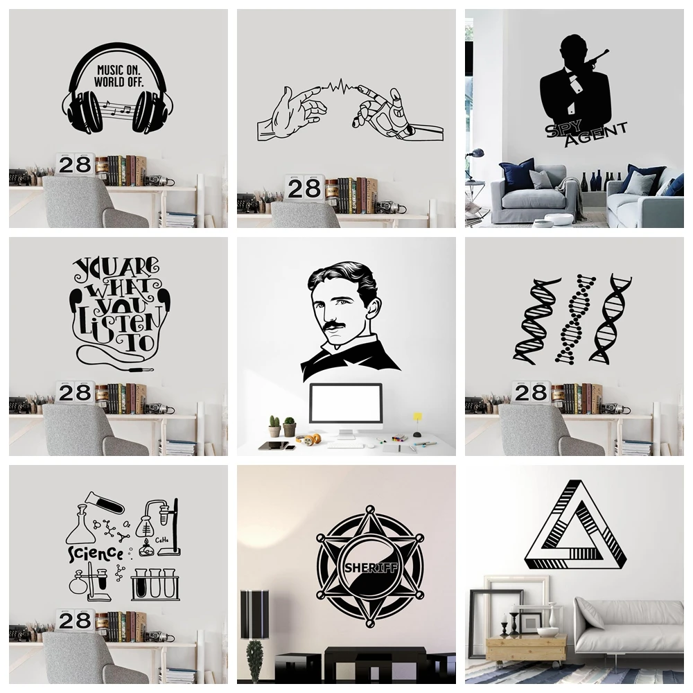 1 pc hot sale pleasant music ,men and art sentence Pvc Wall Decals Home Decor For Living Room Kids Room Sticker Mural