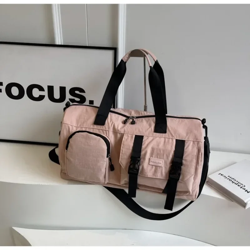 Large Capacity Nylon 2024 Hot Selling Travel Handbag Solid Color Zipper Simple Casual Shoulder Bag Soft Versatile Crossbody Bag