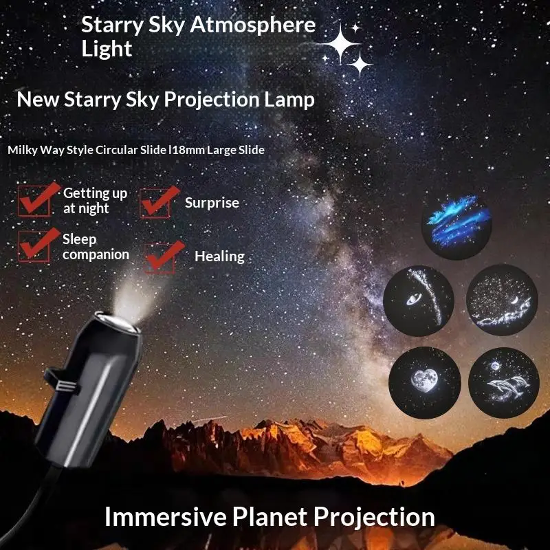 【HG】Galaxy Universe Planet Projector Light USB Plug In 360 Adjustable Starry Sky LED Light For Car Bedroom Home Decor Gift