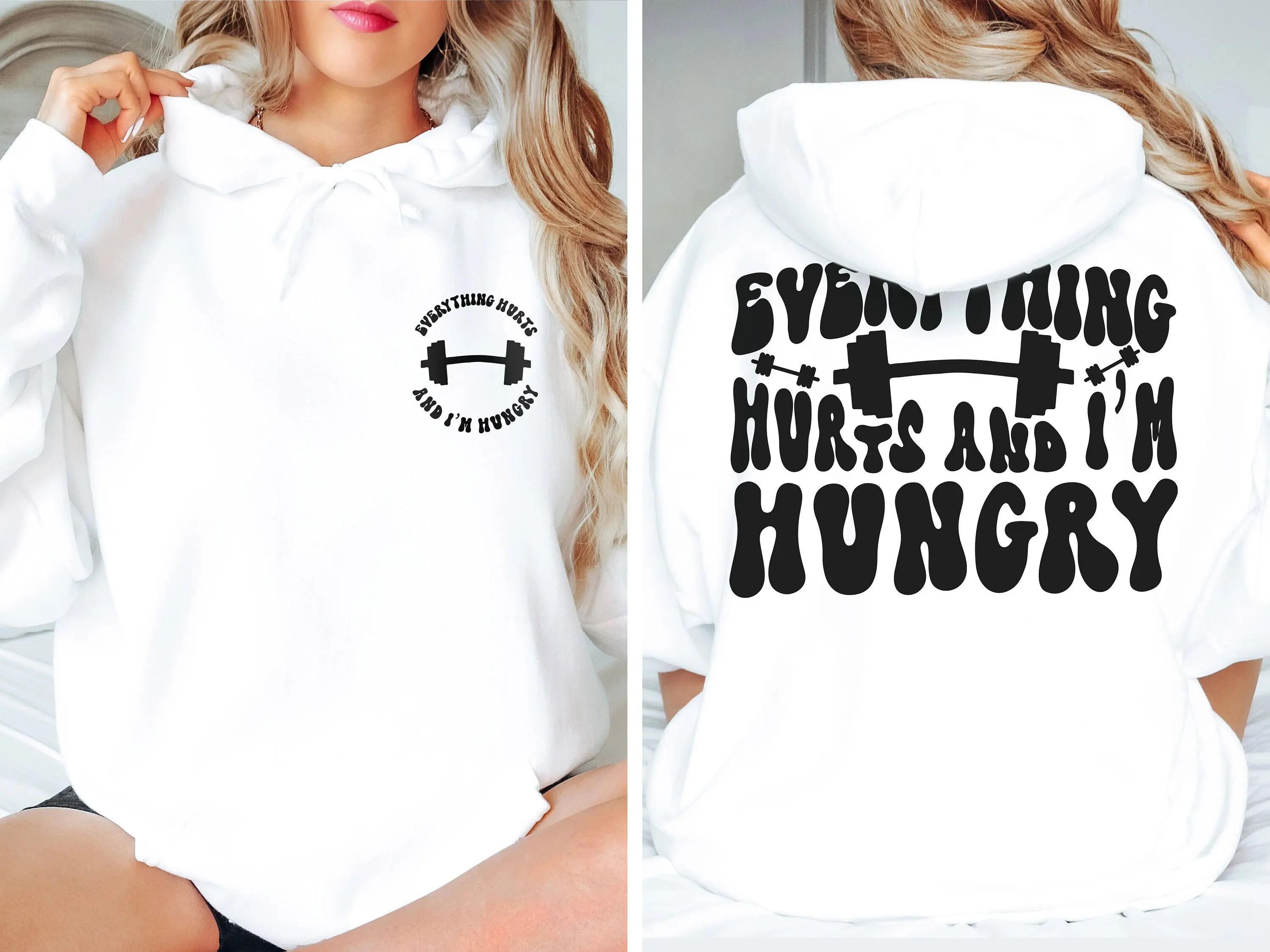 

Everything Hurts and I'm Hungry Hoodie Sweatshirt Women Long Sleeve Sweatshirt Pullover Gym Tops Fashion Autumn Winter Clothing