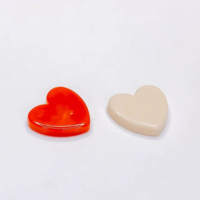 Resin Plastic Flat Back Heart Shape Pendant Earring Accessories Jewelry Component Diy Handmade Material 10pcs