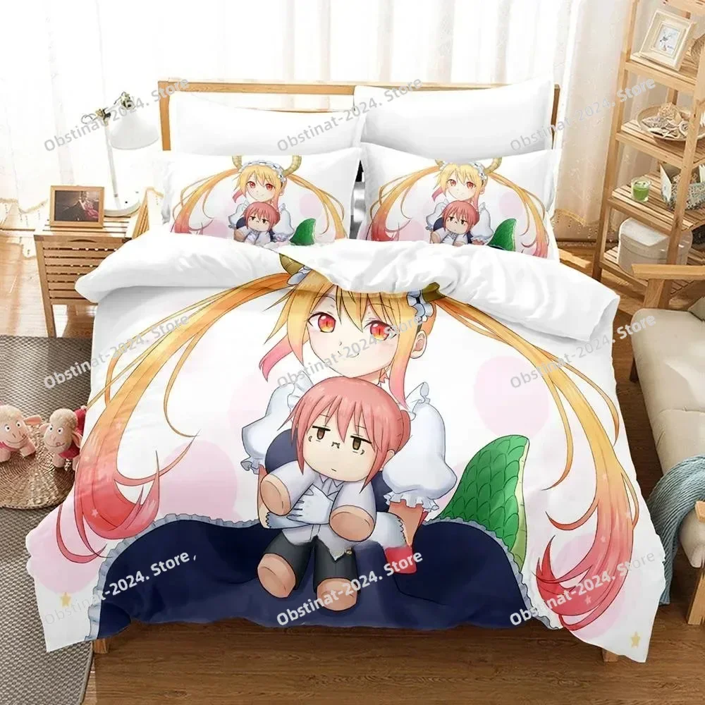 

3D Kawaii Girl Miss Kobayashi's Dragon Maid Bedding Set Print With Pillowcase Bed Duvet Cover Soft Single Double Queen King Size