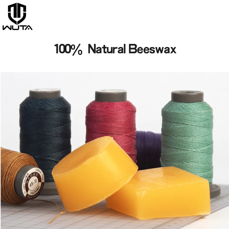 WUTA, 1 unidad, cera de abejas 100% Natural, cera pura, hilo liso, línea de encerado, herramienta de pulido artesanal de cuero, mantenimiento de muebles de costura DIY