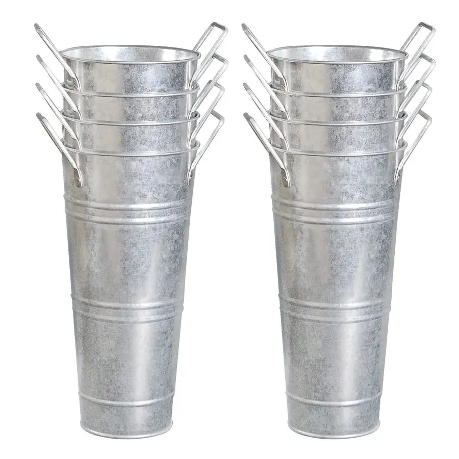 

Metal Bucket Vases Set of 8, 9 Inch Farmhouse French Flower Buckets Pots with Handles, Rustic Decorative Metal Holder Flower Vas