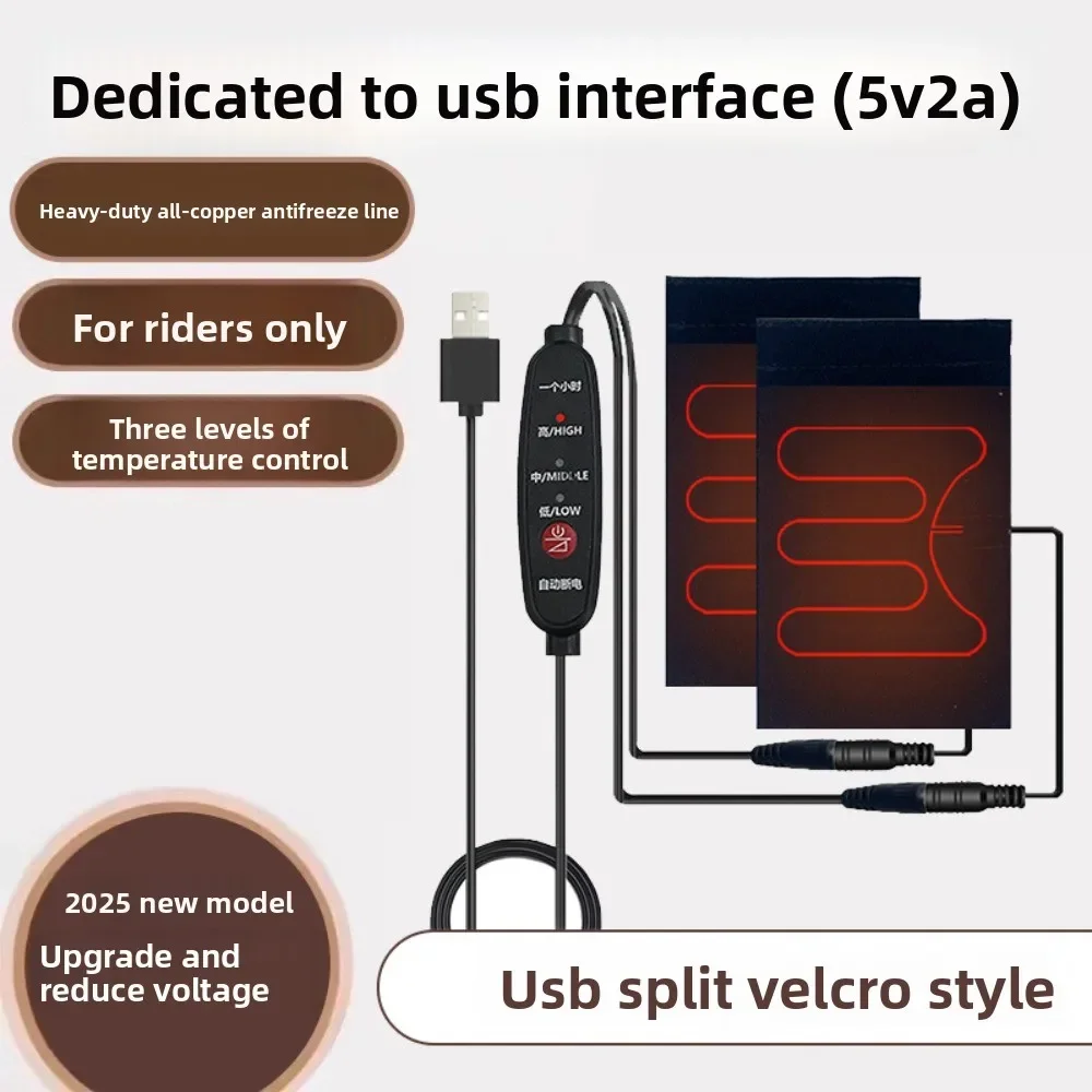 Motorcycle Heated Handgrip 5V 2A Three-Level USB Heating Anti-Slip and Fast Heating Handgrip Accessory Universal USB Plug