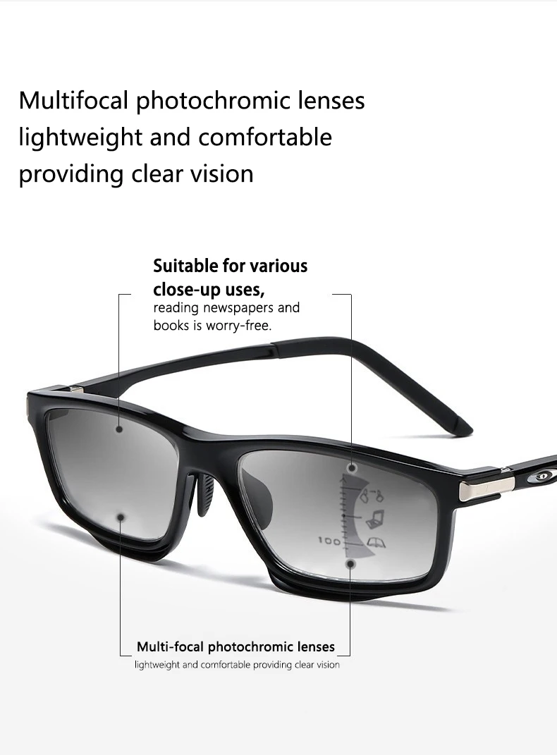Lichtempfindliche Farbwechsel-Sport-Reise-Multifokusbrille für den Außenbereich mit langem und nahem Dual-Purpose-Lesebrille 81304 – Detail 3