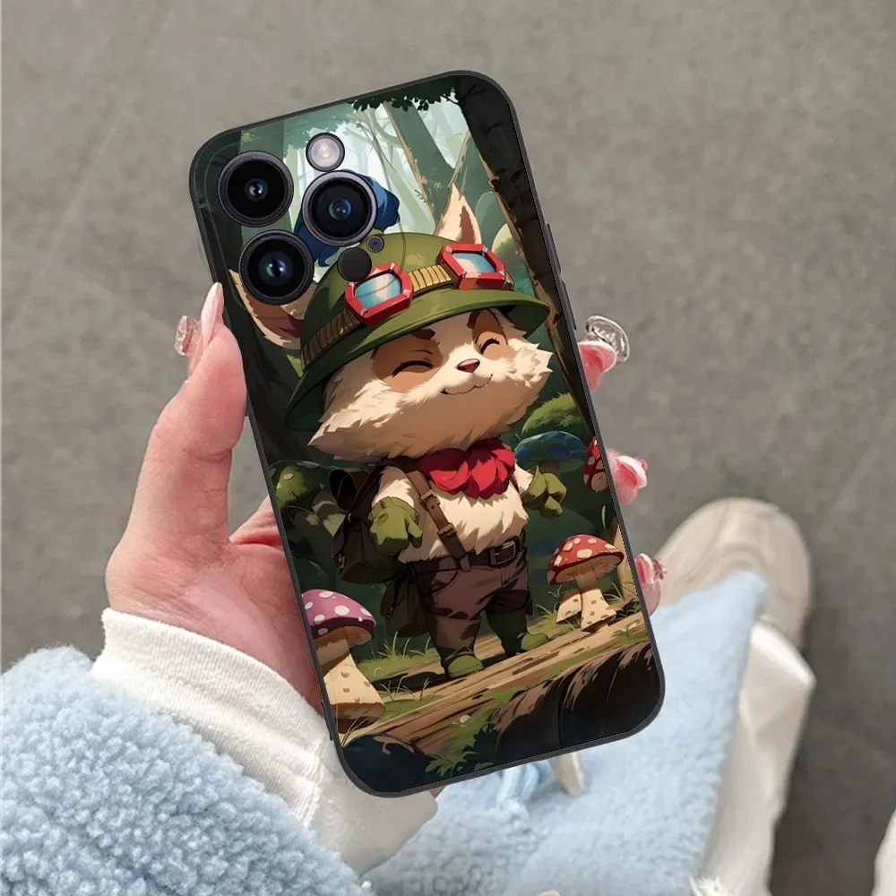 Cute Funny L-LOL Teemo Phone Case For iPhone 16,15,14,13,12,11,Plus,Pro Max,XS,X,XR,SE,Mini,8,7 Soft Silicone Black Cover