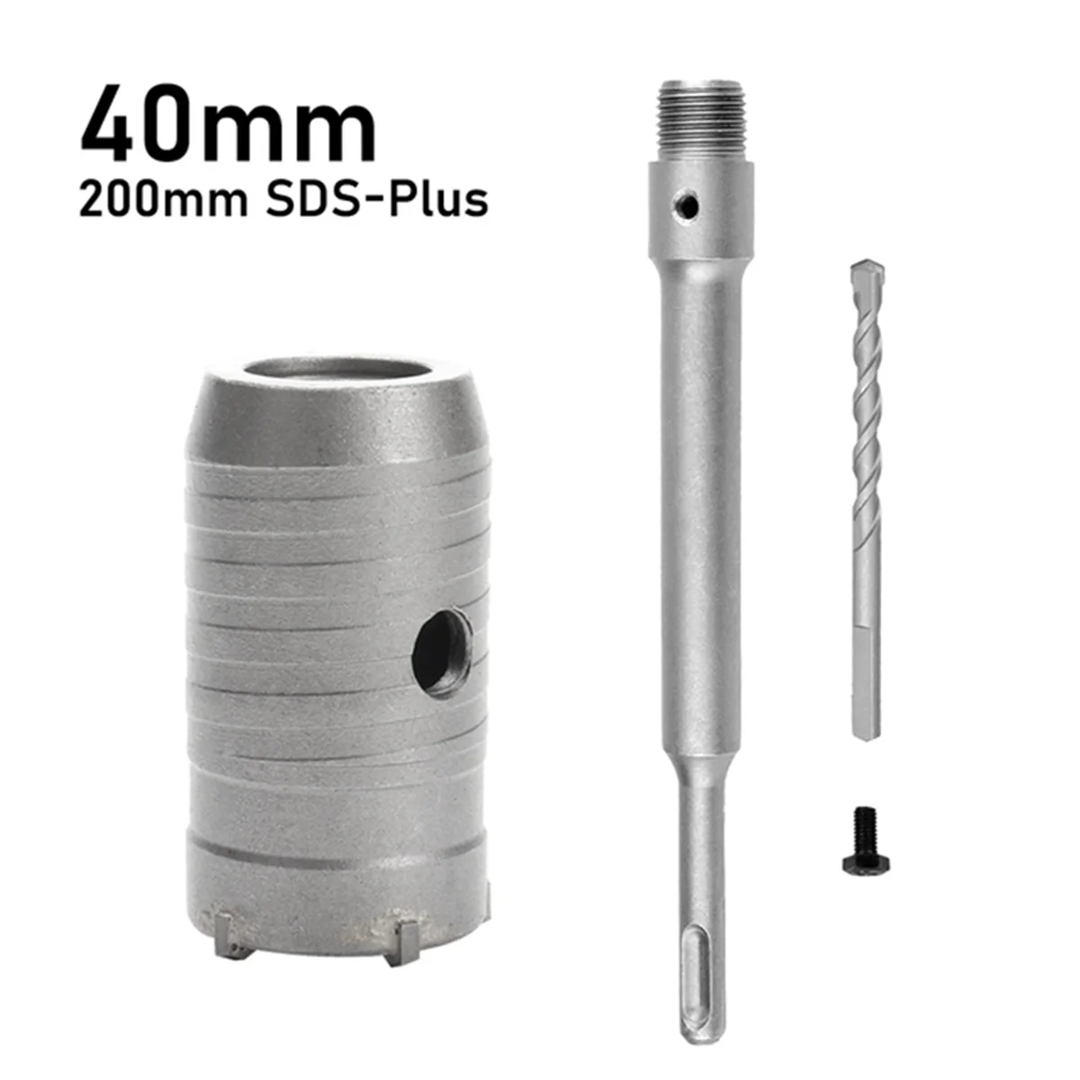 SDS Plus Hammer Drills Wall Hole Saw Drill Bit Set Cutter Tools with Round Shaft Concrete Cement Stone Hole Opener,40mm