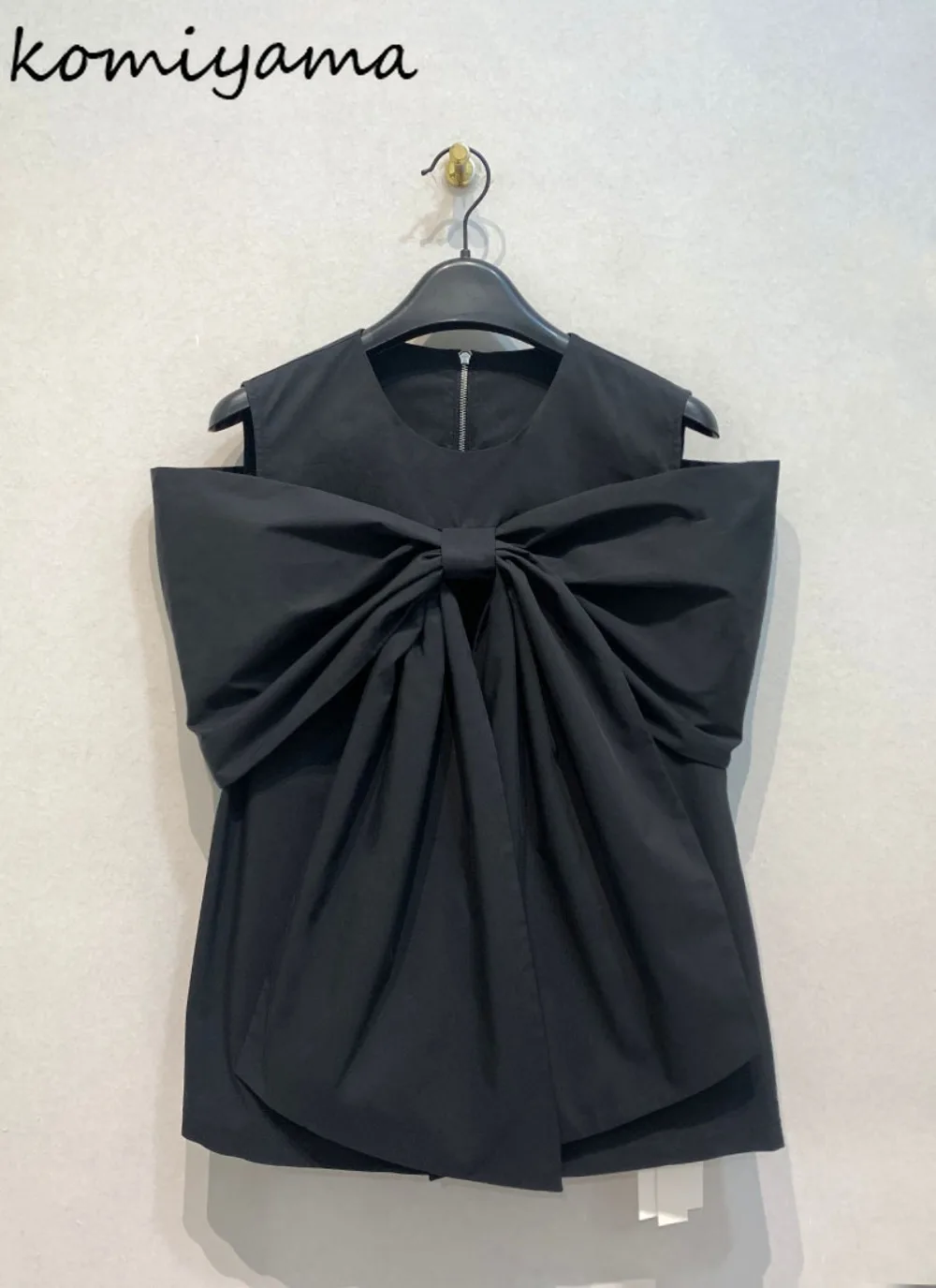 

Bow Off Shoulder Blusas Mujer Woman O-Neck Sleeveless Shirts & Blouses Japan Camisas Loose Casual Women Clothing Summer Ropa