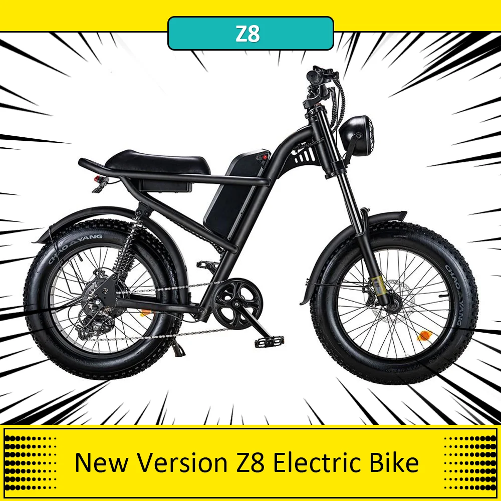 New Version Z8 Electric Bike 20*4.0in Fat Tire 48V 500W Motor 45km/h Max Speed 15Ah Battery 120km Max Range Fat Tire City Ebike