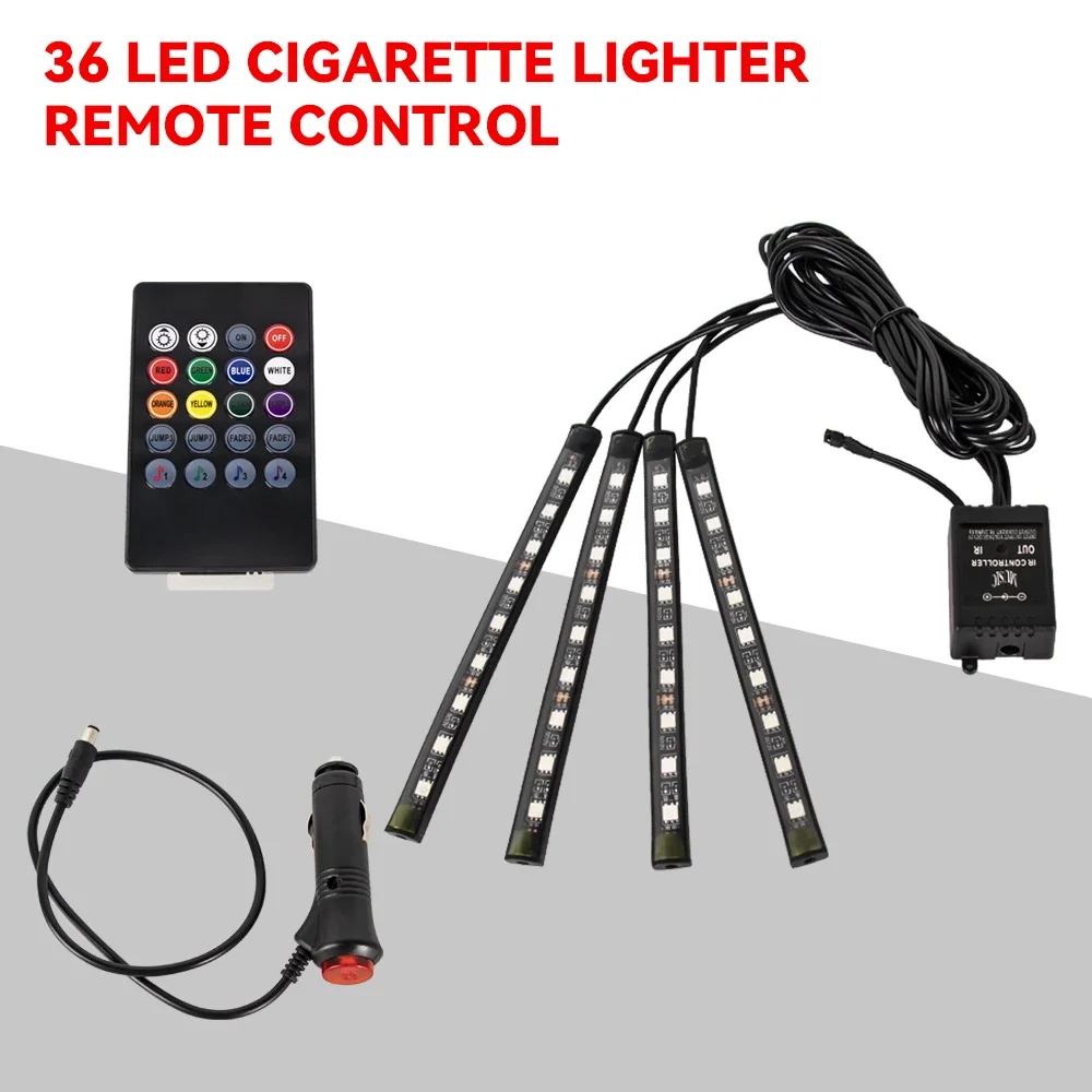 Neon 36 48 72 LED Auto-interieur Omgevingsvoetlicht Draadloze afstandsbediening Muziek APP Controle Auto RGB Sfeer Decoratieve lamp